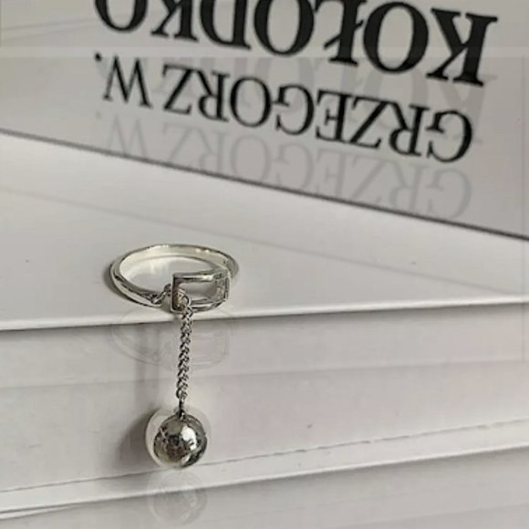 STERLING SILVER BALL CHARM ADJUSTABLE RING - Picture 3 of 3